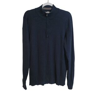 Smartwool Merino Wool Blend 1/4 Zip Sweater Navy Blue Men's Medium Preppy Casual